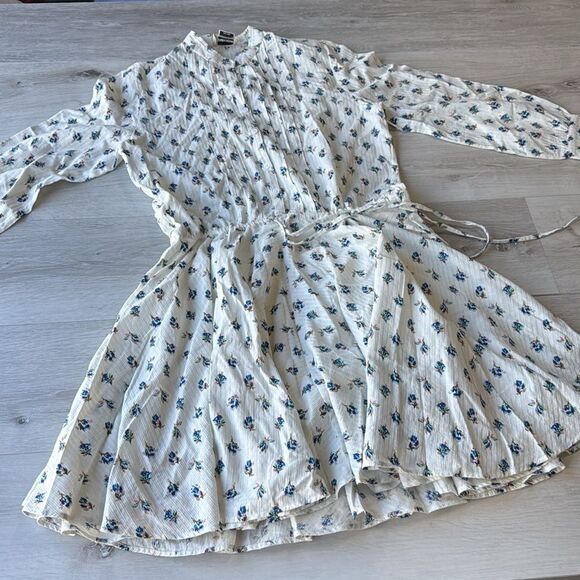 Zadig & Voltaire Ranil Light Flower Long Sleeve Cotton Blend Dobby Dress NWOT - Picture 8 of 9